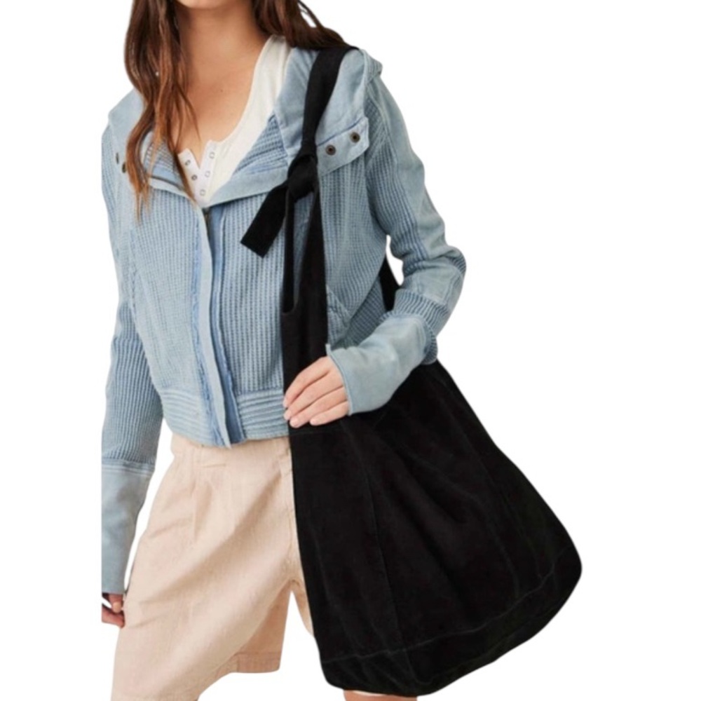 Free People Jessa Carryall Suede Leather Bag in Navy blue rare color! - Picture 16 of 16